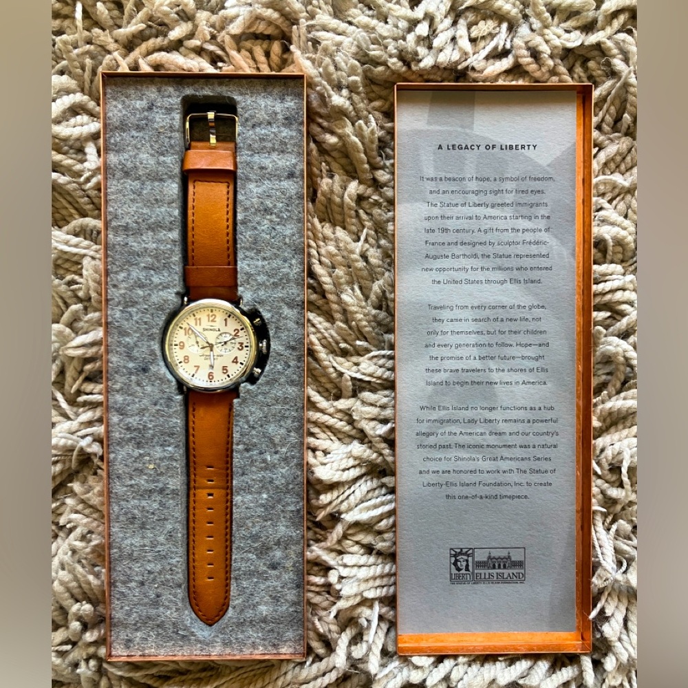 Shinola Runwell Limited Edition Statue Of Liberty Chronograph 41mm Men's Watch